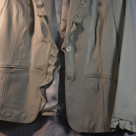 Leather Jacket Frilled SZ L Terry Lewis Classic Luxuries - Picture 4 of 9